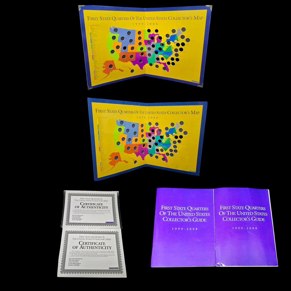First State Quarters Collectors Map Guide & COA x2